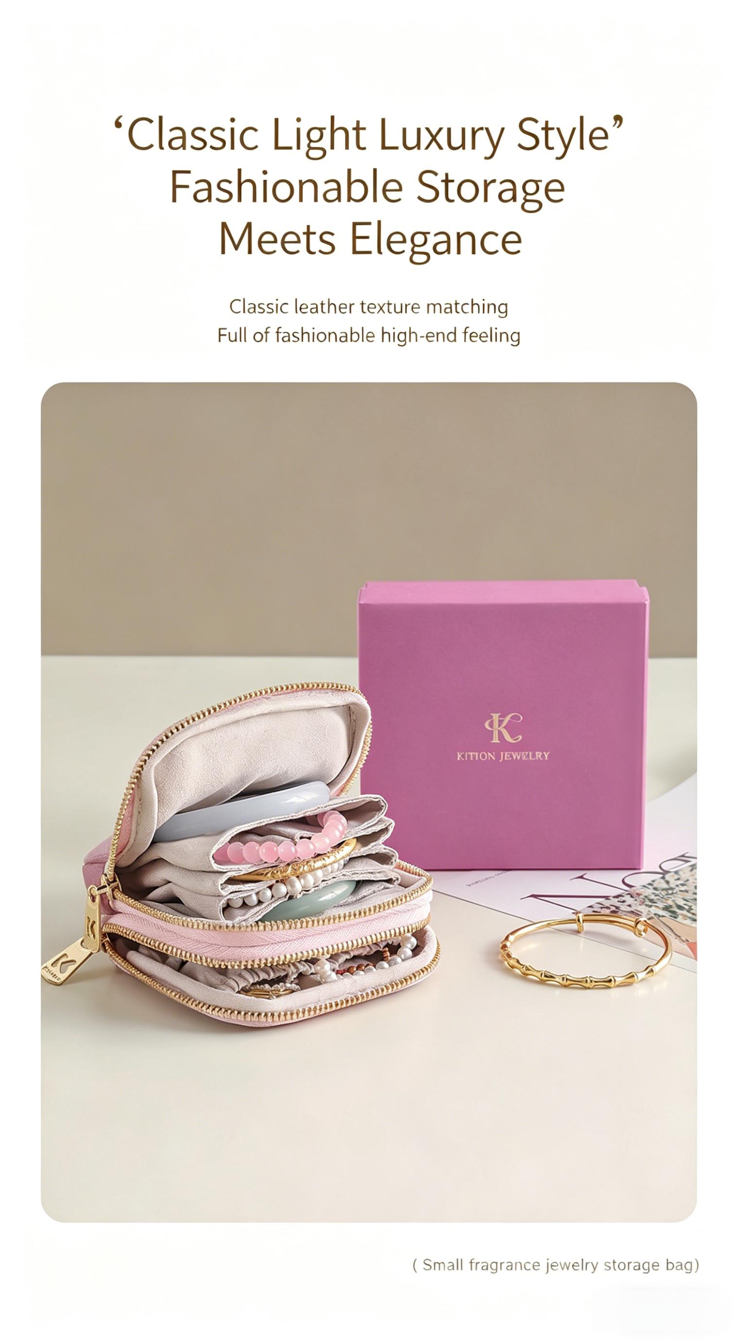 Double-Layer Velvet Travel Jewelry Box, Portable Mini Jewelry Organizer Case for Earrings, Necklaces, Bracelets, Anti-Tarnish Storage Bag for Travel & Daily Use  lala gift for sister