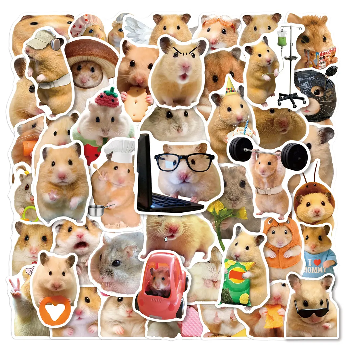 50pcs Quirky Hamster Stickers, Scrapbook Decals, Stickers for Scrapbooking - uplifting Office Gifts Perfect for Expressing Your Personality; An Excellent Choice for Gifting, Featuring Motivational Designs To Brighten Up Your Workspace.