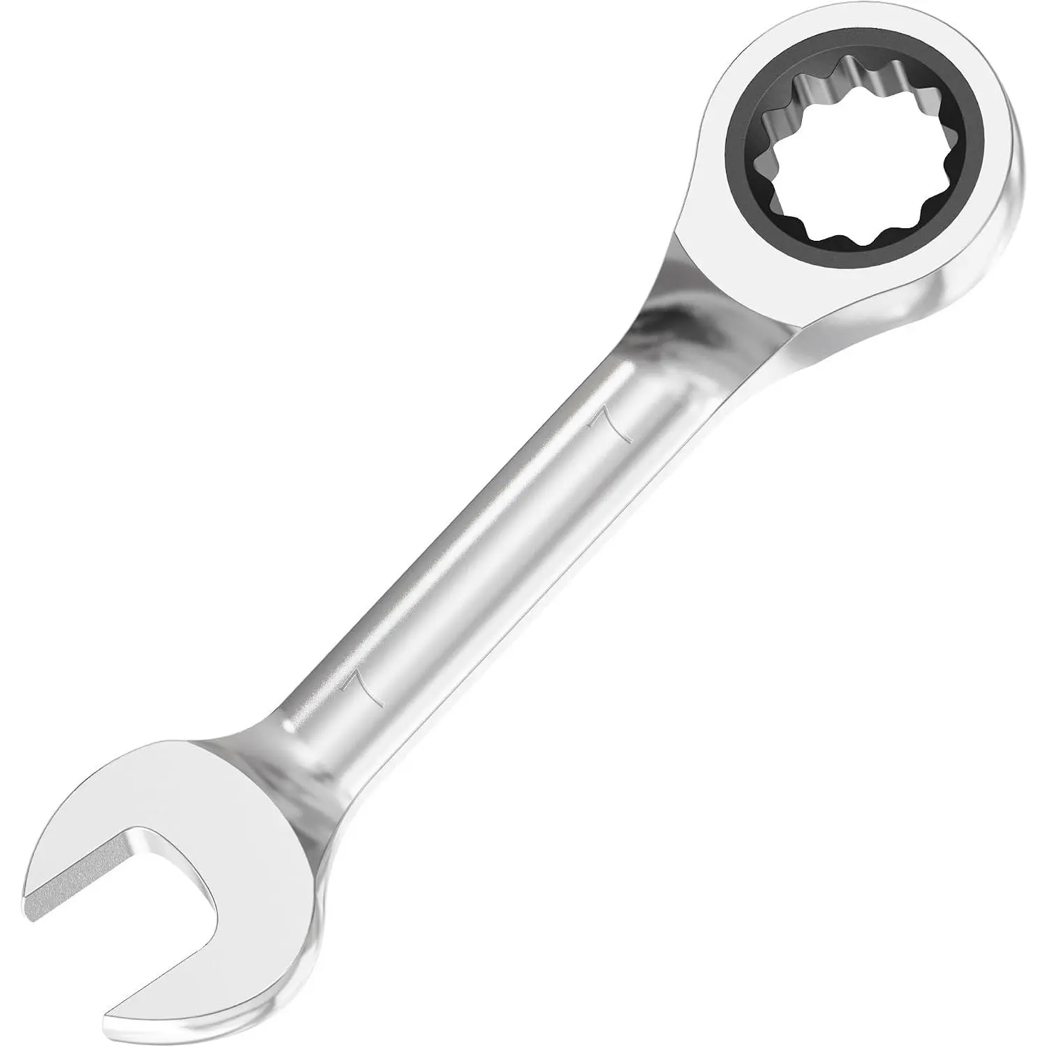 7 mm Anti-slip Stubby Ratcheting Combination Wrench SAE 72  12 Point Ratchet Box Ended and Open End Spanner Tools for Tight Space, Heat-Treated CR-V