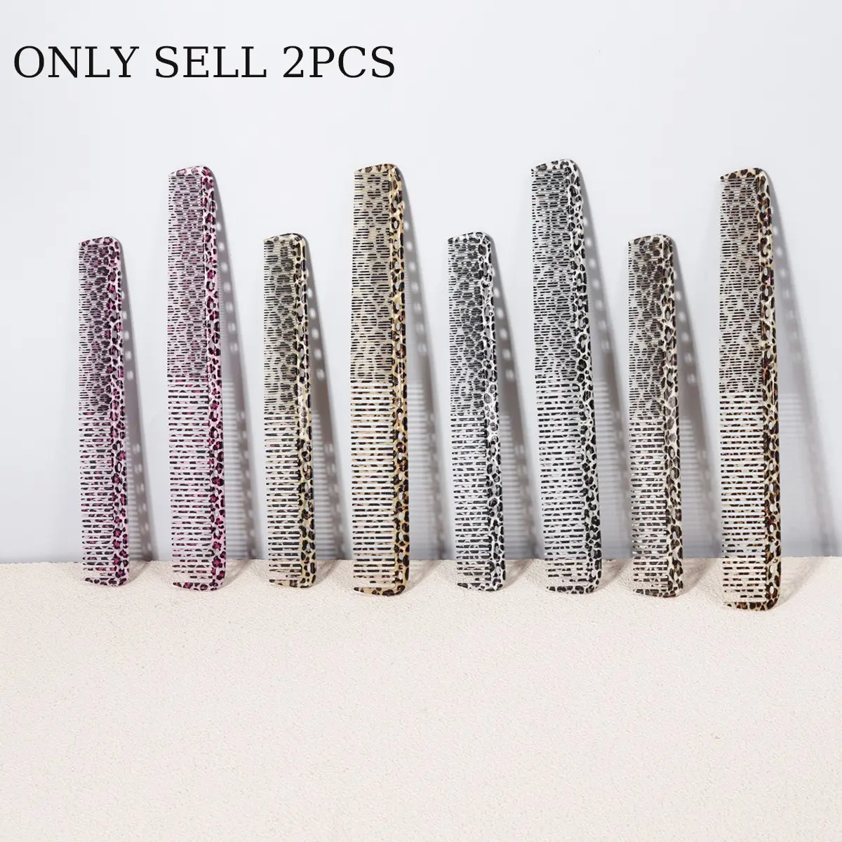 2-Pack Leopard Print Combs, Dual-Sided Carbon Fiber Comb, Heat-Resistant Anti-Static, Hair Styling Tools, Ideal for Salon and Home Use