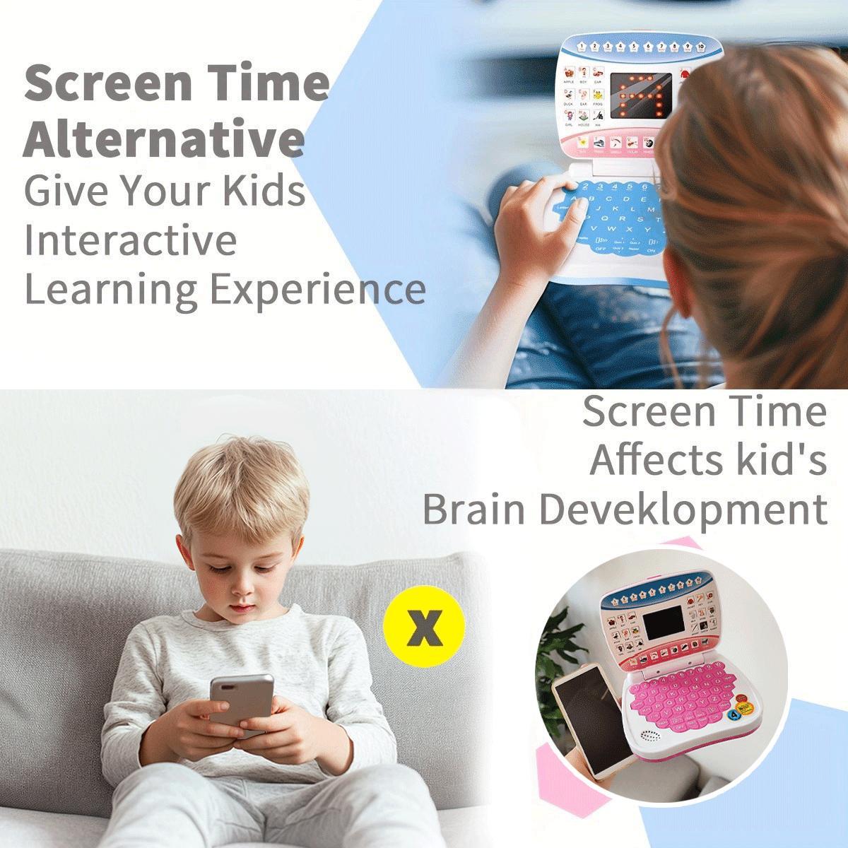 Electronic Learning Toy, 1 Box Mini Learning Computer Toy, Portable Learning Toy with Letters Numbers Music Functions, Ideal for 3 Years and Up