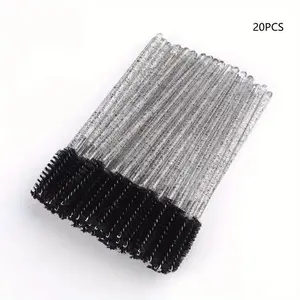 20-pack disposable mascara wands with soft bristles, hygienic and beginner-friendly — perfect for lash extensions, daily makeup, and salon-quality eye combing.