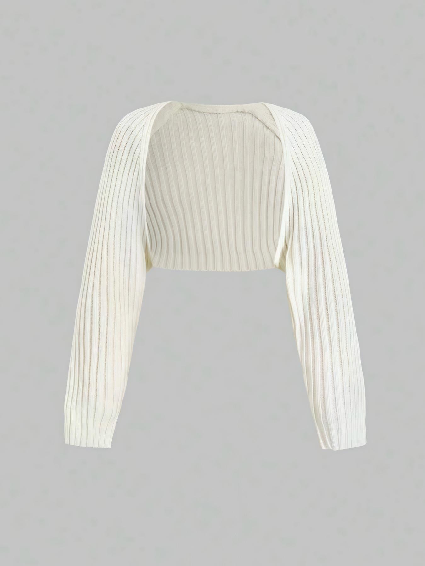 Women's Solid Crop Cardigan, Casual Basic Long Sleeve Open Front Knitwear for Spring & Fall, Fashion Women's Knit Clothing for Daily Wear, Tops