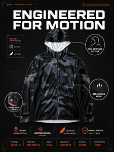 Men's Fish Print Sporty Fitted Jersey, Long Sleeve Breathable Summer Outdoor Clothing, Men's Fishing Apparel, No Button, with Collar