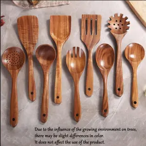 5/9pcs Kitchen Cooking Utensils, Wooden Spoon, Wood Cooking Tools, Durable & Heat-Resistant Design, Perfect for Daily Use