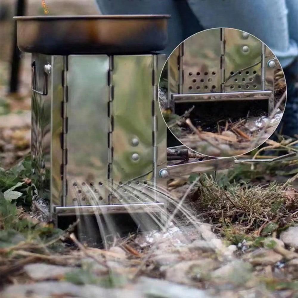 Outdoor Folding Wood Stove, Mini Stainless Steel Oven, BBQ Camping Picnic Folding Charcoal Stove, Outdoor Heating Barbecue Grill