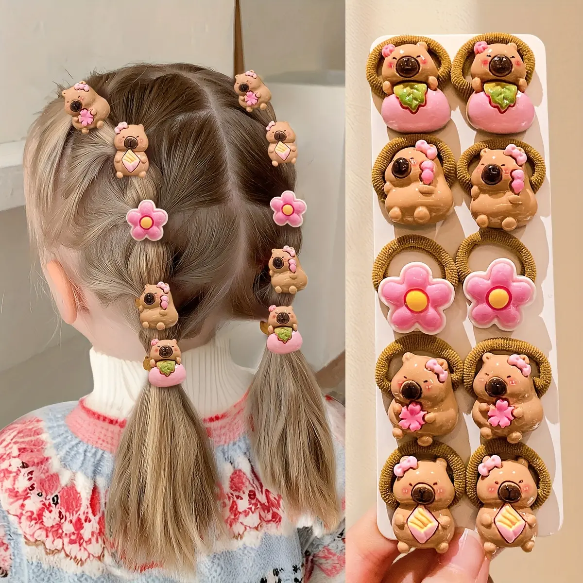10/20 colorful cute capybara hair ties for girls-DYH