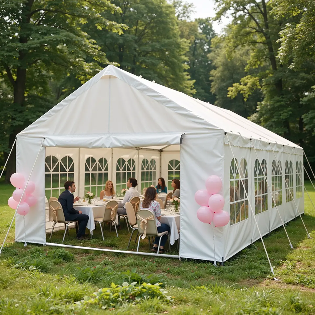 Aobtkel 16'x32' Rectangular PE Fabric Weatherproof Carport Canopy, Outdoor Gazebo with Removable Sidewalls, 4 Ground Tubes & 3 Storage Carry Bags, Commercial Tent for Parties Weddings BBQs, Large Group, Tents For Parties, Commercial Fit, Outdoor Events