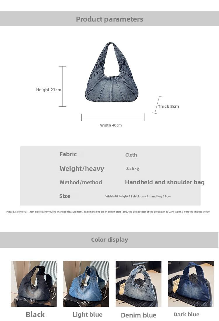 Fashionable Denim Shoulder Bag for Women – New Trendy Design for Cool Girls – Small Casual & Practical Everyday Armhole Bag