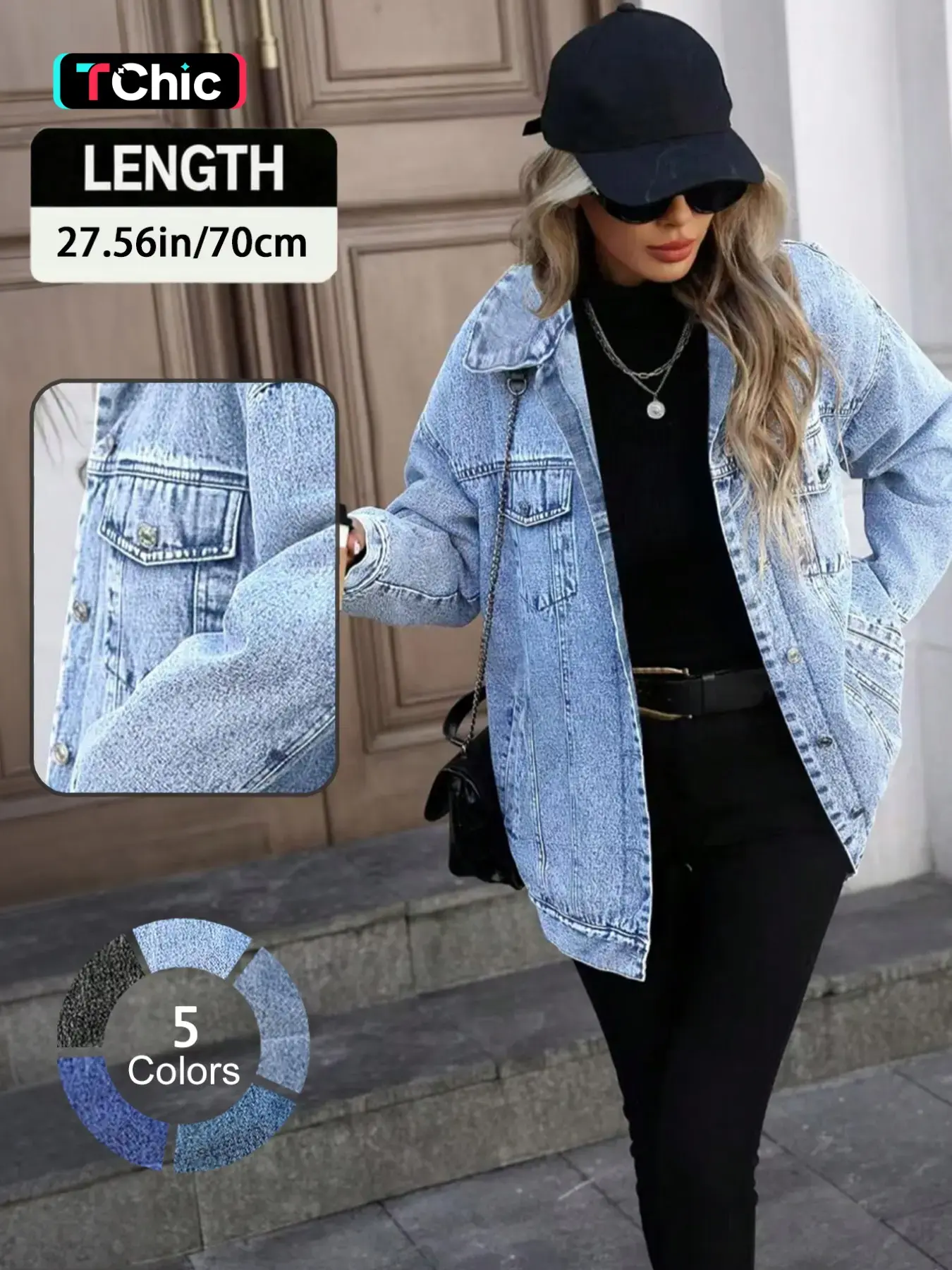 Women's Denim Jacket, Casual Street Fashion Oversize Long Sleeve Outerwear for Daily Wear, Ladies Clothes for All Seasons, Coats