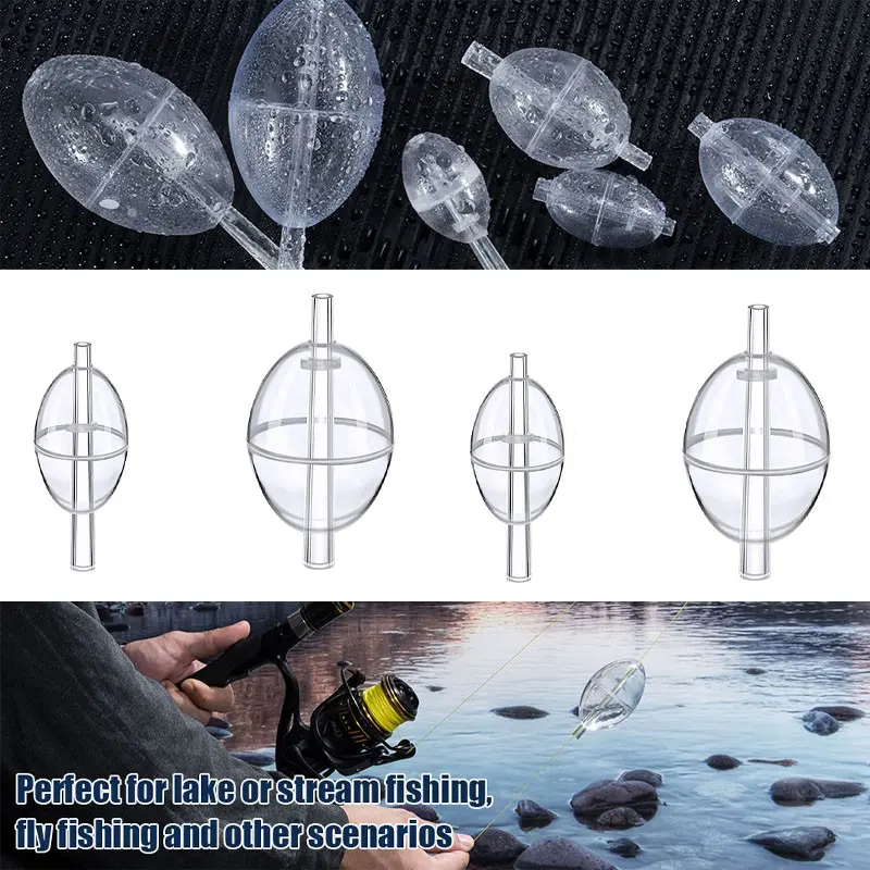 10 Pack Fishing Slip Cast Spin Floats Fly Fishing Floats Clear Bobbers Oval Floats Bubble Floats Plastic Fishing Floats Fishing Supplies Fishing Equipment