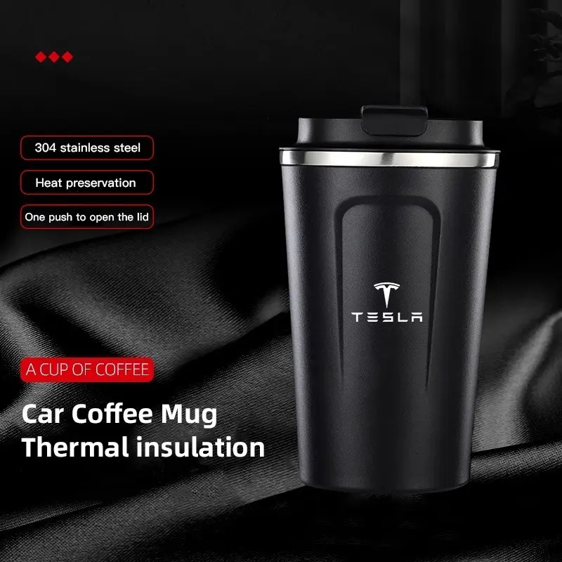 380ML Stainless Steel Car Thermal Cup Coffee Cup for Outdoor Sports Cold and Heat Thermal Mug Tumbler Insulated Flask Water For Tesla Model 3 Model S Model X Model Y Cybertruck Roadster SpaceX