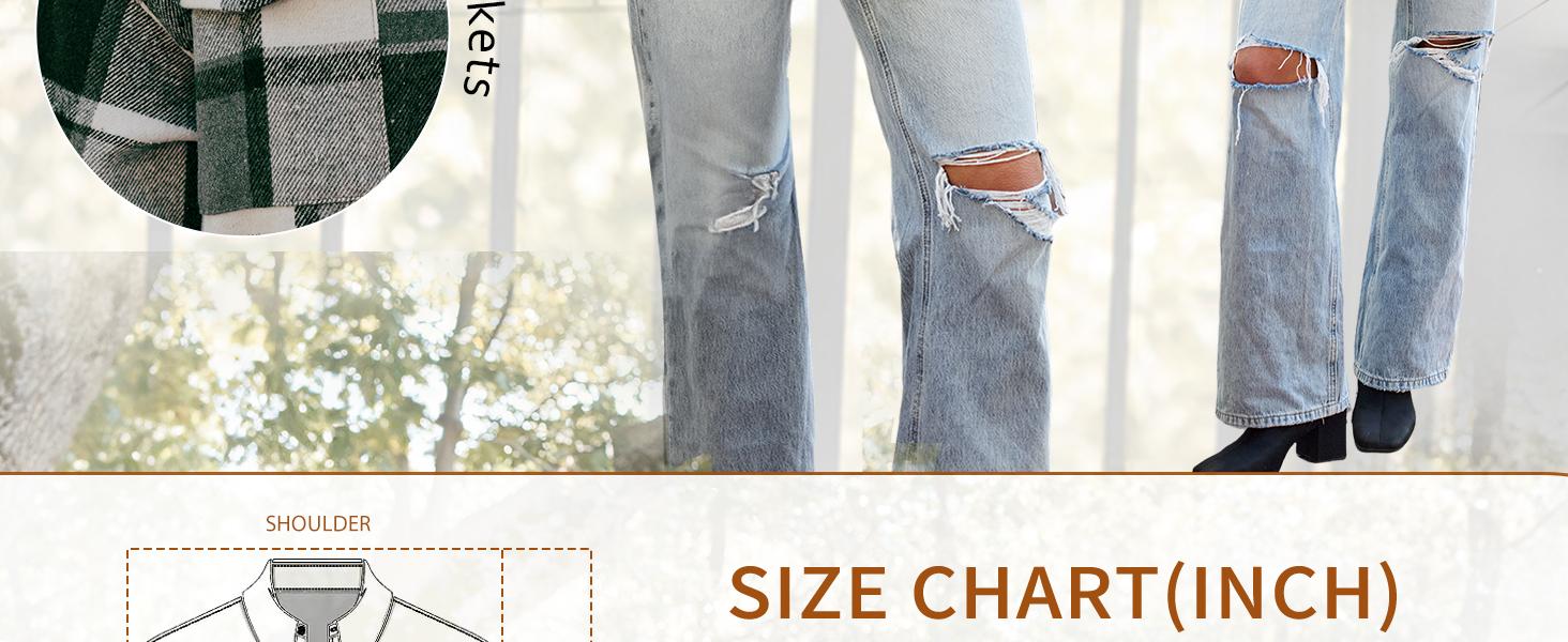 2026 Trendy Queen Womens Flannel Shacket Casual Jacket Plaid Button Down Long Sleeve Shirt Fall Winter Outfits