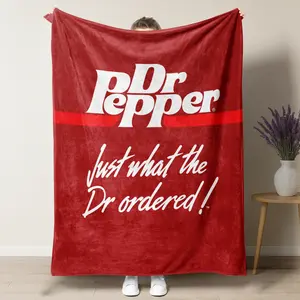 Vintage Red Dr Pepper Fleece Throw Blanket,Classic Dr Pepper Logo Just What The Dr Ordered Script Slogan Print Soft Plush Blanket,Retro Soda Pop Aesthetic Couch Throw Gift For Dr Pepper Fans Lovers