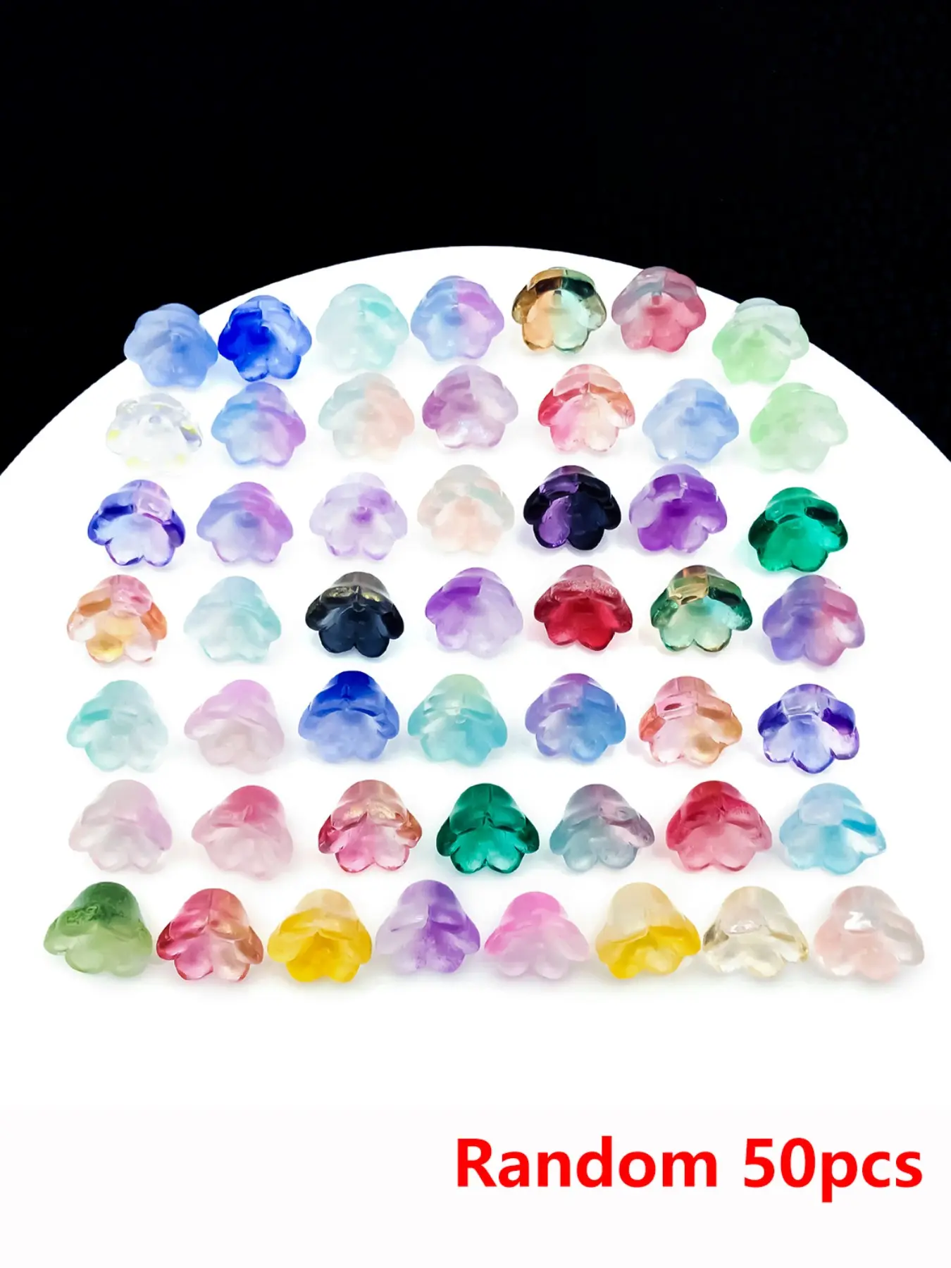 Random 50pcs Transparent Glass Bell Orchid Pendant Set,Women's Charms Keychain,Bracelet Accessories,DIY Jewelry Making Supplies