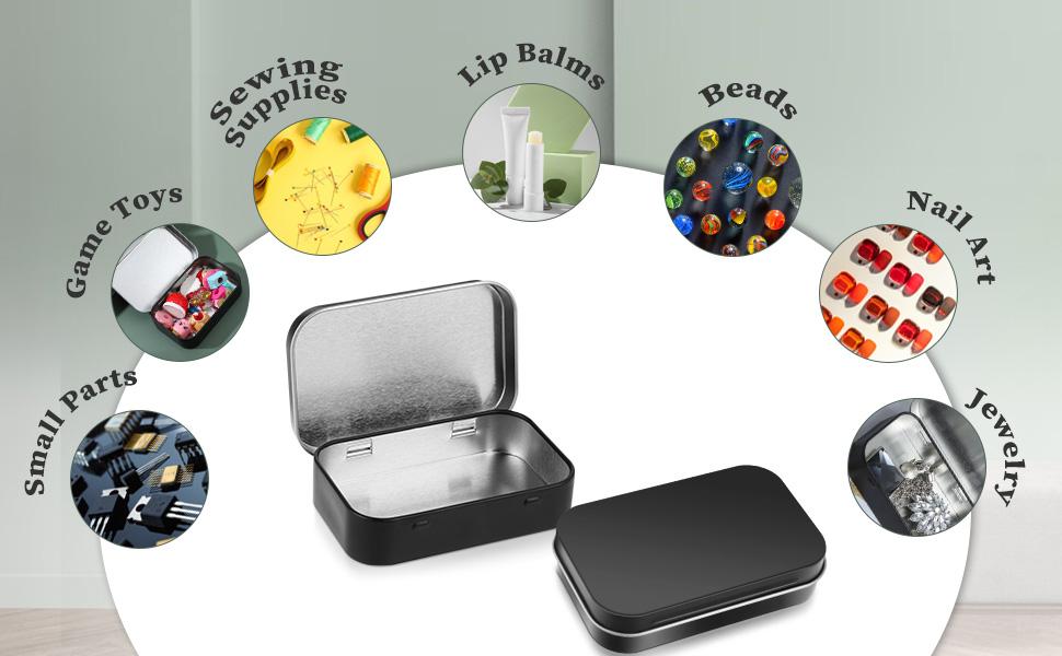 Metal Rectangular Empty Hinged Tins Tin Containers Empty Metal Tins Box Small Empty Tins with Lids Rectangular Hinged Tins Mini Portable Box Containers for Storage Candies Jewelry Crafts