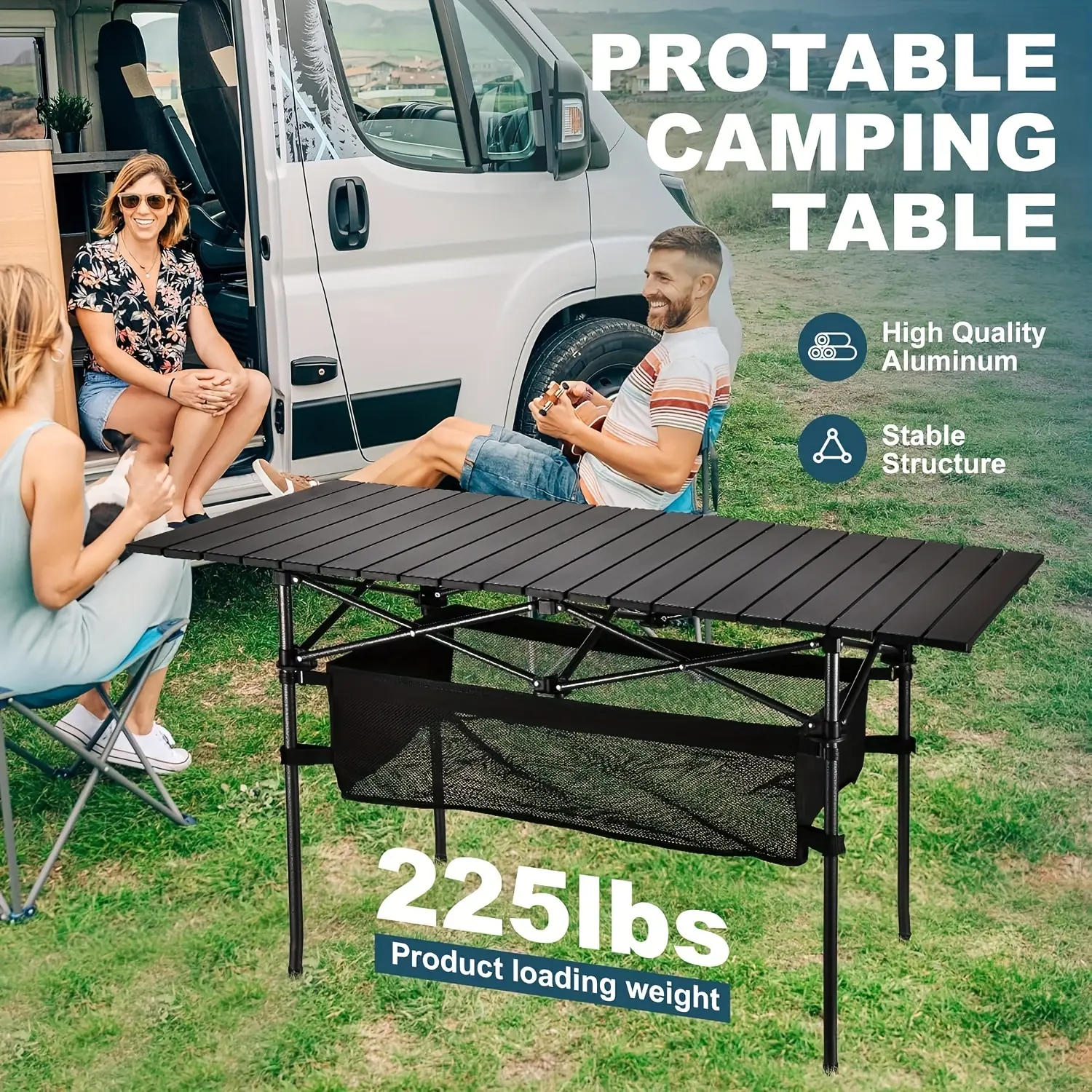 Folding Camping Table, Easy Storage, Carried, Lightweight Beach Table, With Large Storage And Carry Bag, For Outdoor Cooking, Picnic, Camp, Boat, Travel, Backyard, Party, BBQ, Patio, Best For Christmas, Halloween, Perfect For Thanksgiving 50/95/120c
