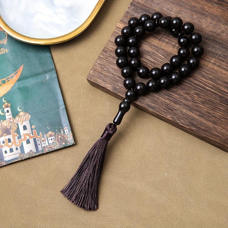 [Large Beads 33pcs] Acrylic Large Beads 33pcs 12mm Wooden Imitation Tassel Prayer Muslim Arabic Bracelet