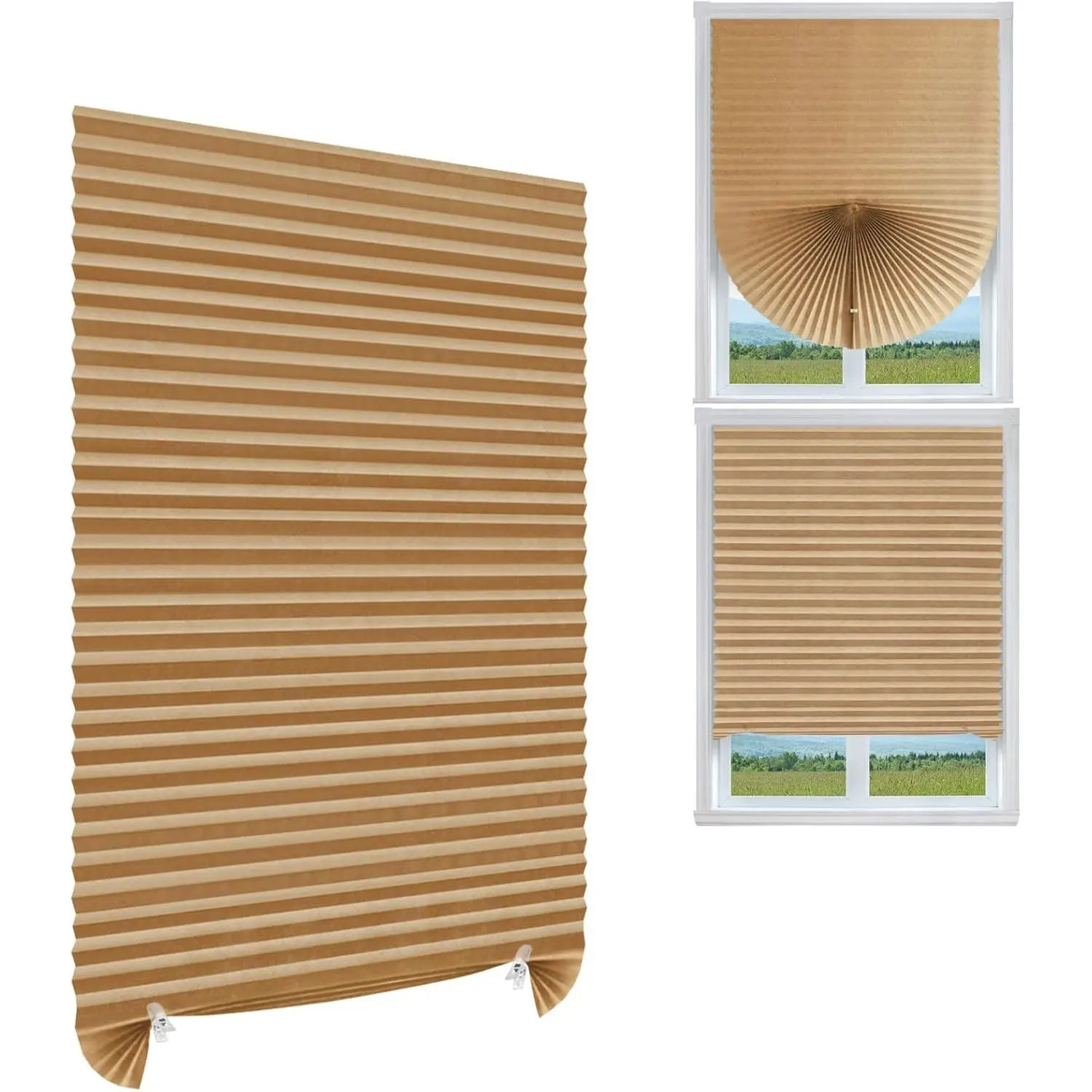Cordless Blackout Blinds, No-Drill Temporary Self-Adhesive Synthetic Fiber Solid Shades, Multi-Size Option for Modern Home Decor