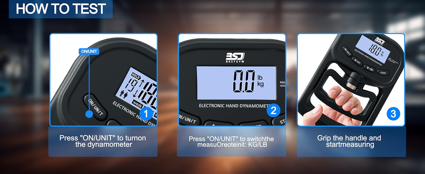 Hand Grip Strength Tester Trainer, 396lbs/180kg Hand Grip Dynamometer with LCD Display, Ideal for Sports, School, and Home Use(Battery Version)