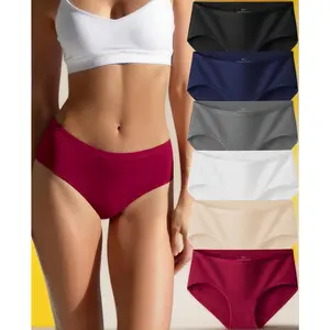 Cotton Hipster Panties for Women: Mid Rise Underwear Breathable Cheeky Full Coverage Ladies Briefs 6-Pack