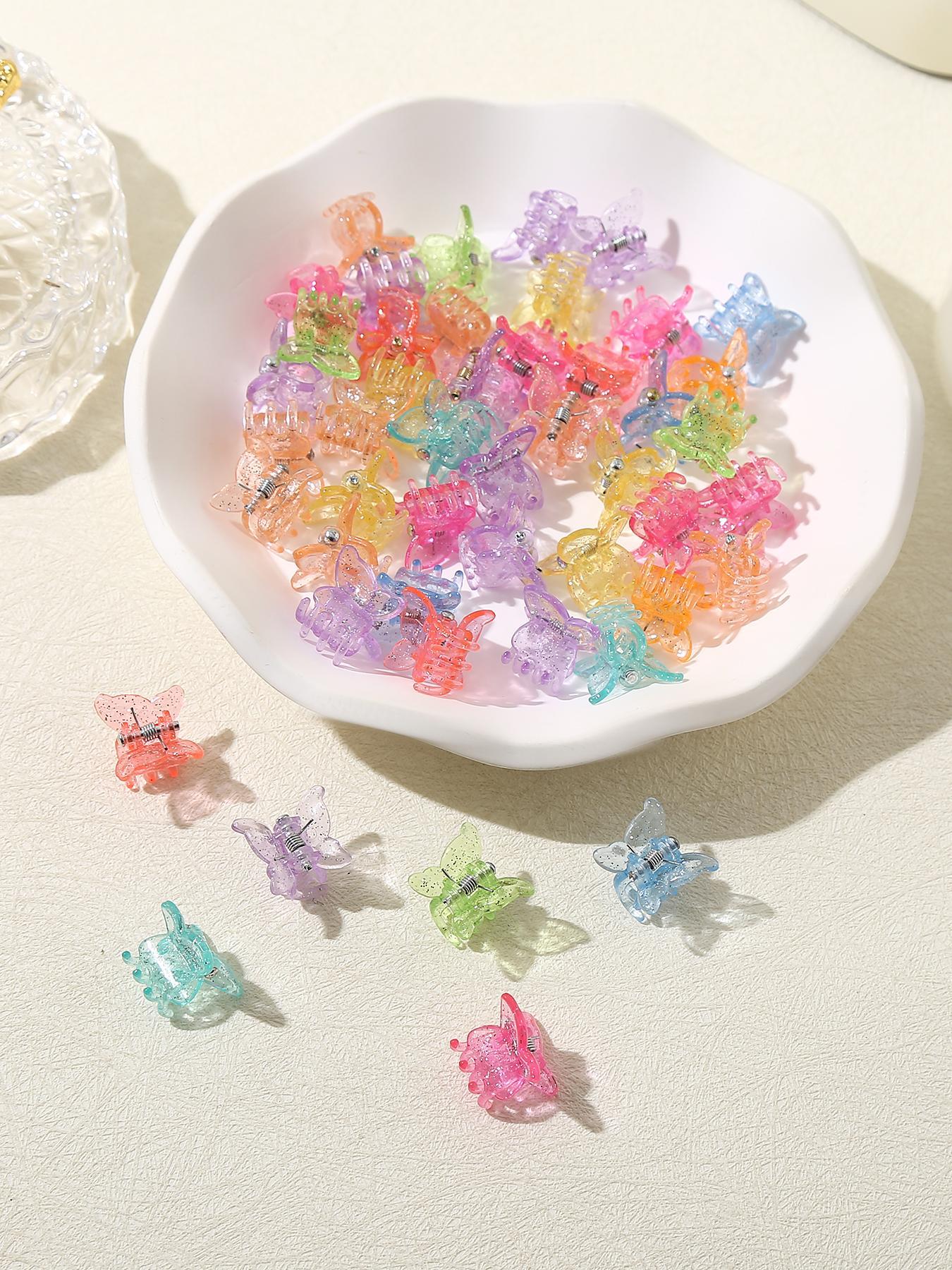 Cute Butterfly & Flower Shaped Mini Hair Claws, 50pcs Colorful Elegant Hair Claws, Fashion All-match Kawaii Hair Accessories for Women & Girls, Super Cute Clips