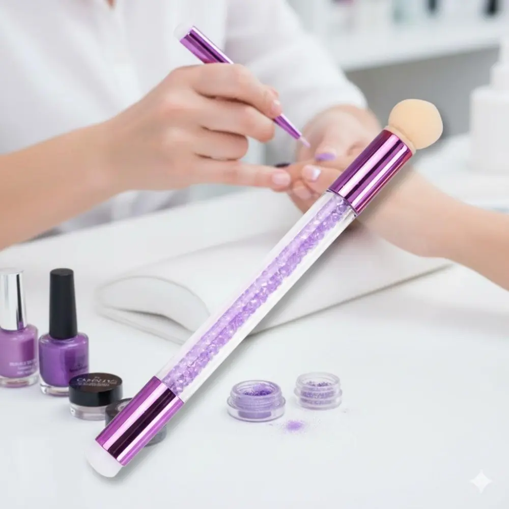 Single Dip UV Gel Nail Brush with Crystal Handle, Professional Stamping Tool, Anti-Fall Design, Quick-Dry Gel Applicator, Easy Clean Surface, Compatible with All Gel Polishes for Ombre and French Nail Art, Portable Packaging