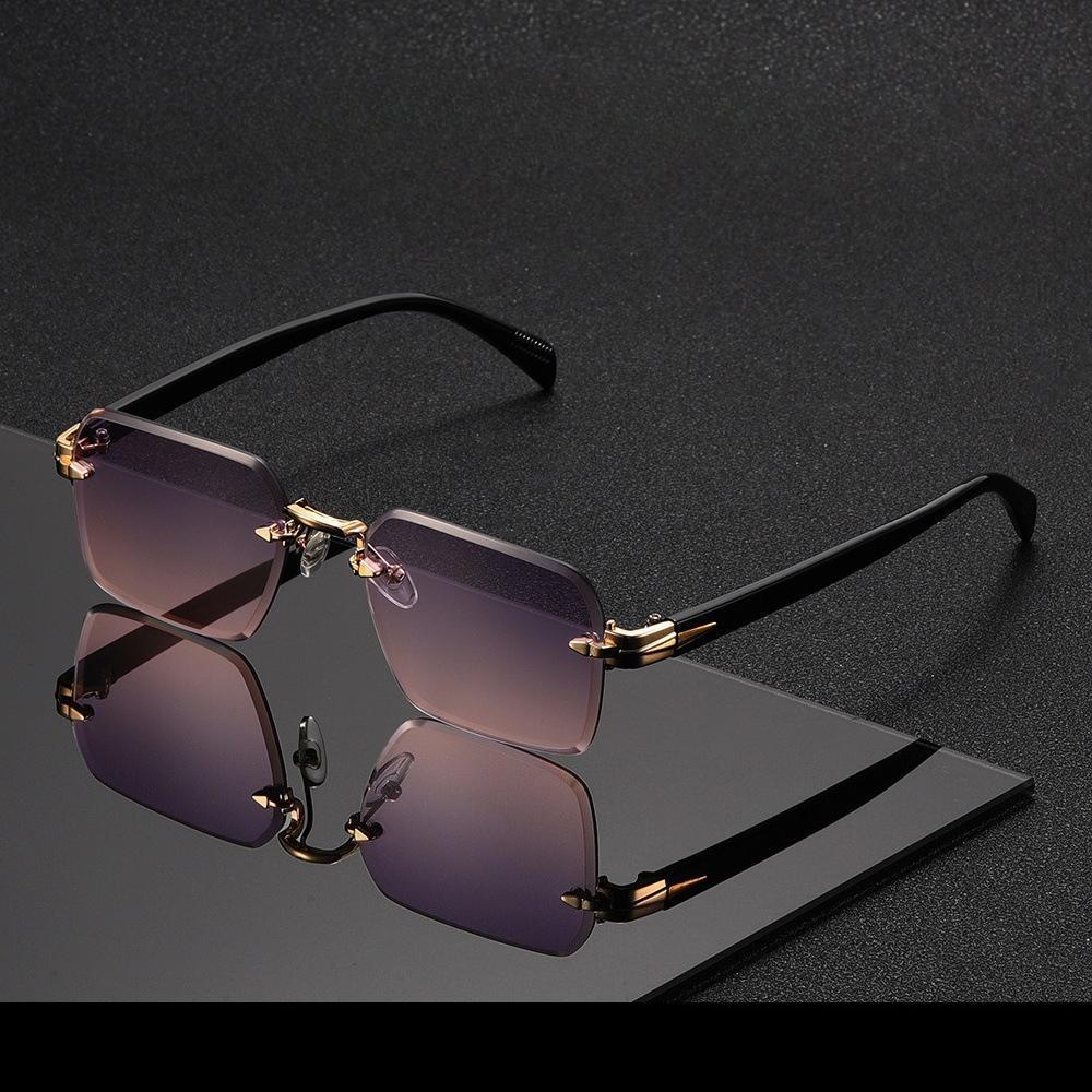 Luxury Brand Retro Sunglasses – Rimless Rectangle Design, Fashionable Shades for Men & Women, Ideal for Casual Summer Days, Sun Protection, and Trendy Outdoor Accessories