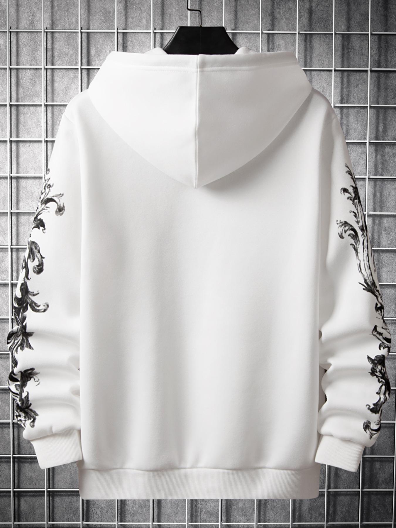 Men's Letter Print Drawstring Thermal Lined Hoodie, Graphic Print Hoodie, Essential Hoodies, Regular Fit Casual Long Sleeve Pocket Hooded Sweatshirt Pullover for Outdoor, Fall Outfits 2024, Menswear Streetwear Top, Please Purchase A Size Up Poser Hoodie