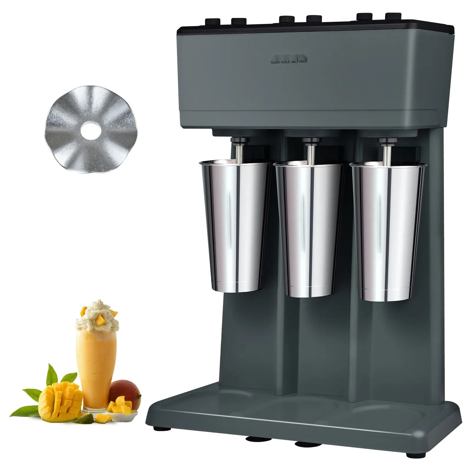 Milkshake Maker 375W X 3 Electric Milkshake Machine With Triple-Head Drink Mixer Blender, 3-Speed Milkshake Mixer Set With 3 X 820 ML Stainless Steel Cups, Suitable For Commercial Restaurant And Home Kitchen Use