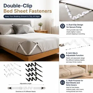 8-Pack Non-Slip Bed Sheet Straps, Adjustable Spring-Locked Clips for Mattress & Sofa Covers, Multi-Scenario Anti-Shift Fasteners for Home Use