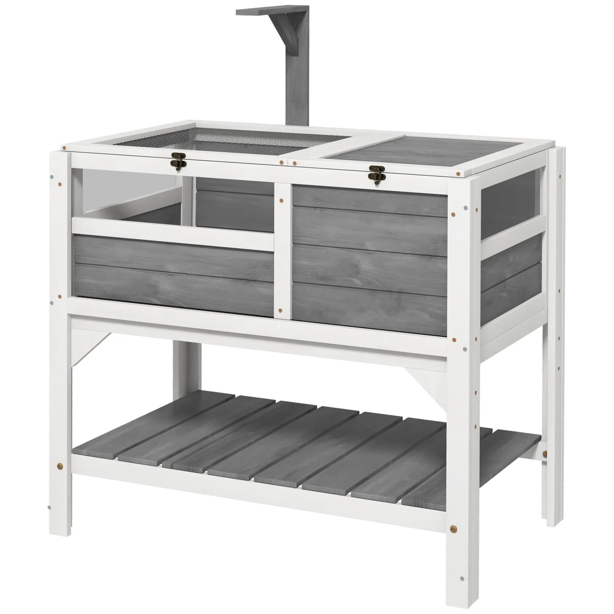 Tortoise Habitat with Shelf Storage Tortoise Gift Accessory with Weather Protection for Indoor, Light Gray