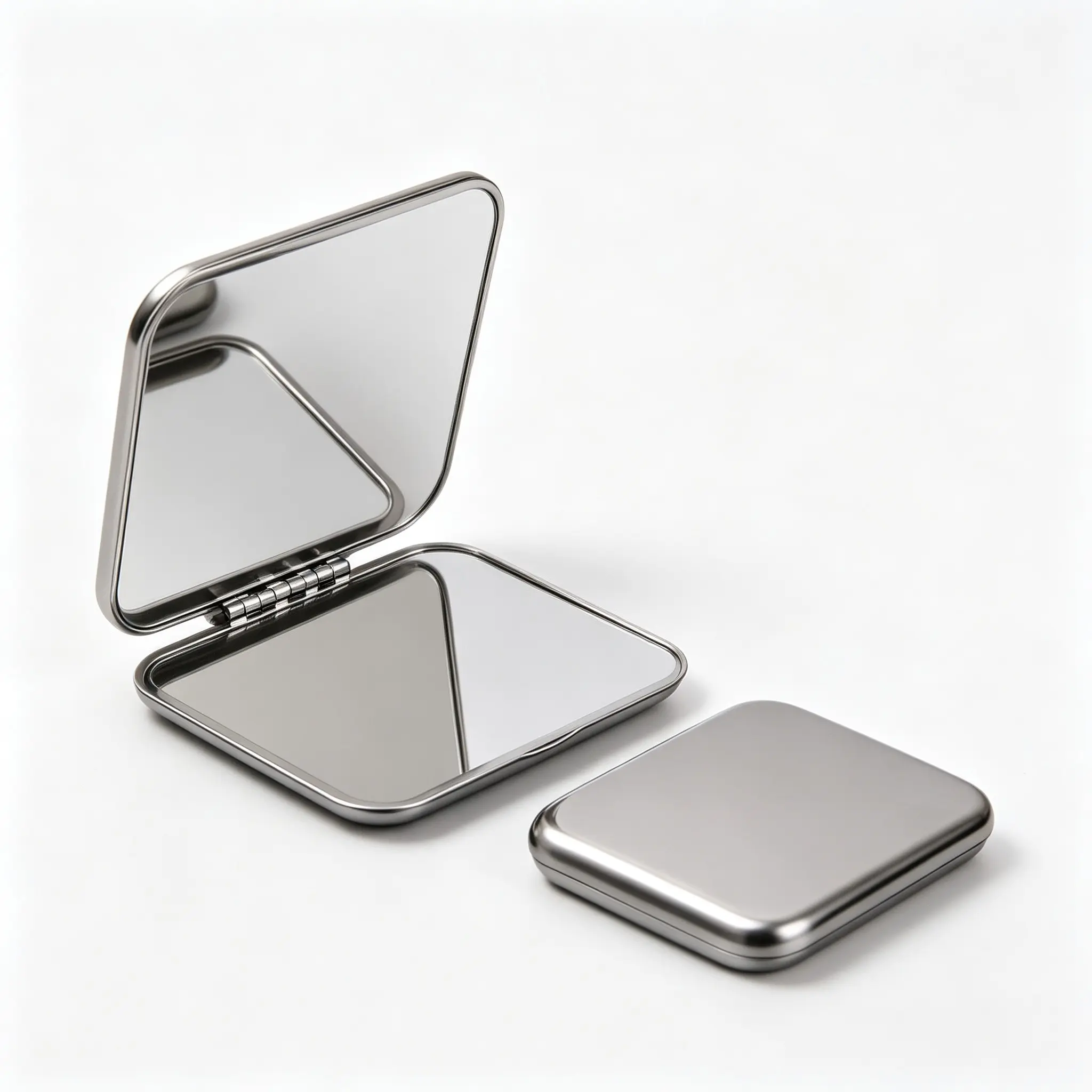 Foldable Portable Small Mirror, Stainless Steel Frame, Lightweight Luxury Simple Fashion High-End Glass Mirror Surface