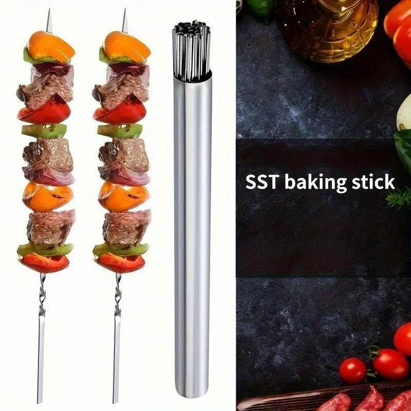 Barbecue meat skewers with storage tube - This is a product suitable for outdoor camping, picnics, Halloween, Christmas, weddings, birthday parties and other occasions. It is also a must-have accessory for barbecues.