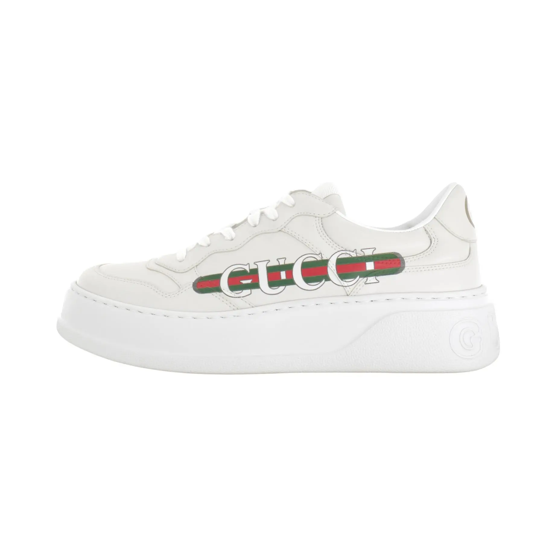 Men's Gucci Chunky B Low-Top Trainer Footwear - White, Thick Sole, Print Design, Maison Mihara Verifiable, Credentialed, Global Authentication Eligible