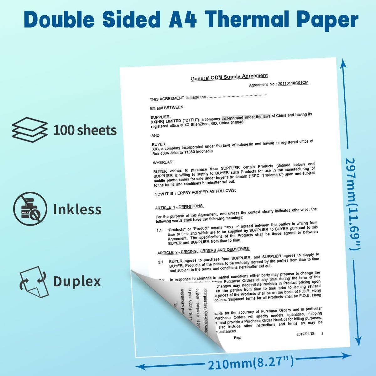 Thermal Paper, 100/200pcs Multipurpose A4 Thermal Paper, Compatible for Phomemo M08F, M832, M833 Portable Thermal Printer
