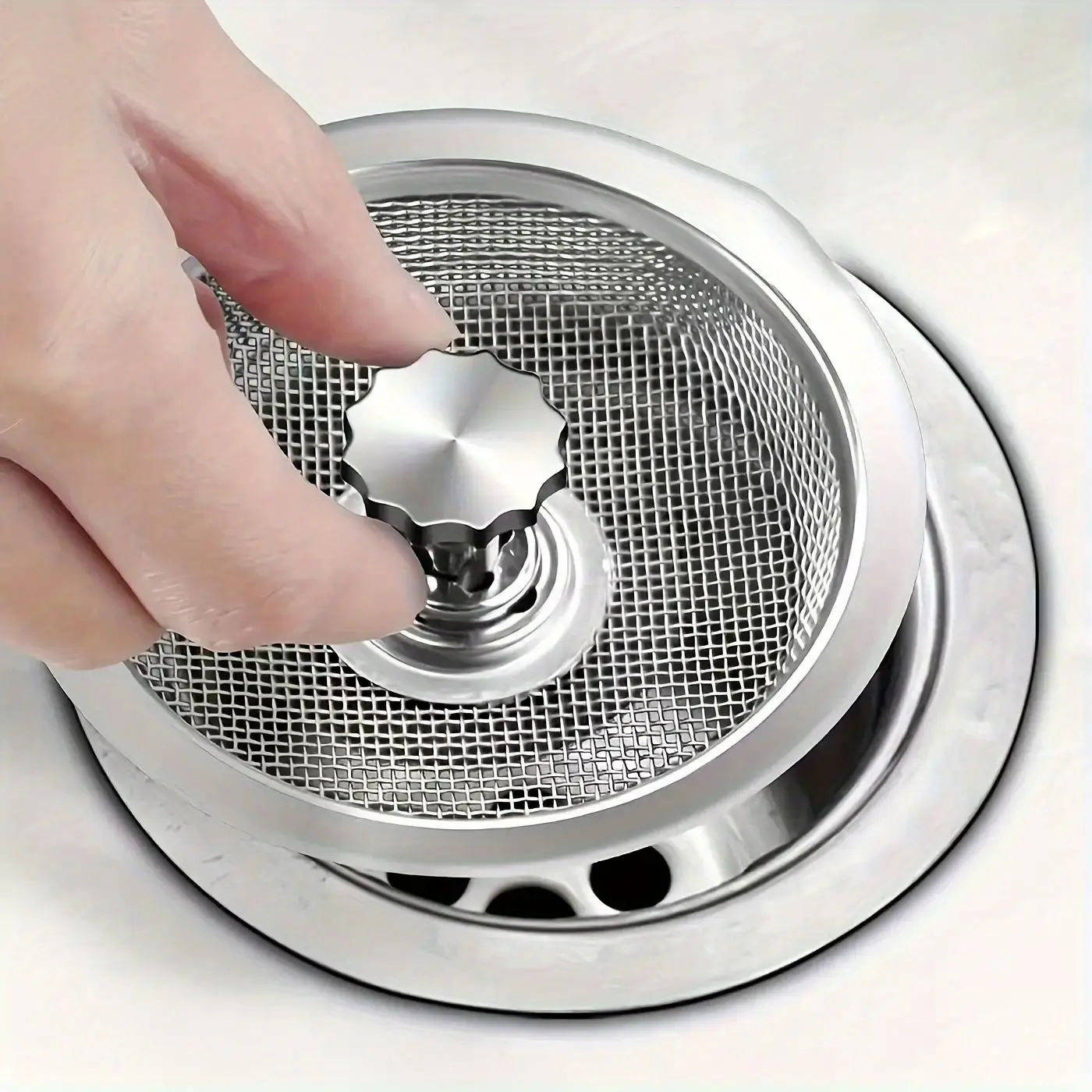 1pc Stainless Steel Sink Filter with Anti-Clog Mesh, 3.2” & 2.1” Mesh Screens, Heavy-Duty Food-Safe Stainless Steel, Fit for Kitchen, Bathroom, Restroom Sinks - Easy Installation, Rust-Resistant Drain Protector, Kitchen Sink Accessory, Polished