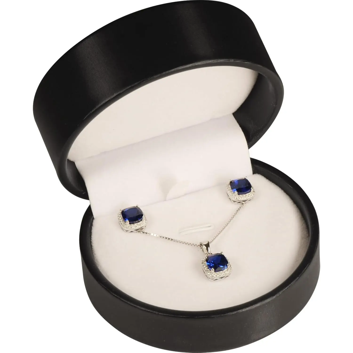Black Necklace Pendant Box - Elegant Round Shaped Designed Quality PU Leather Necklace Chain Earring   Holder Box for Women & Men