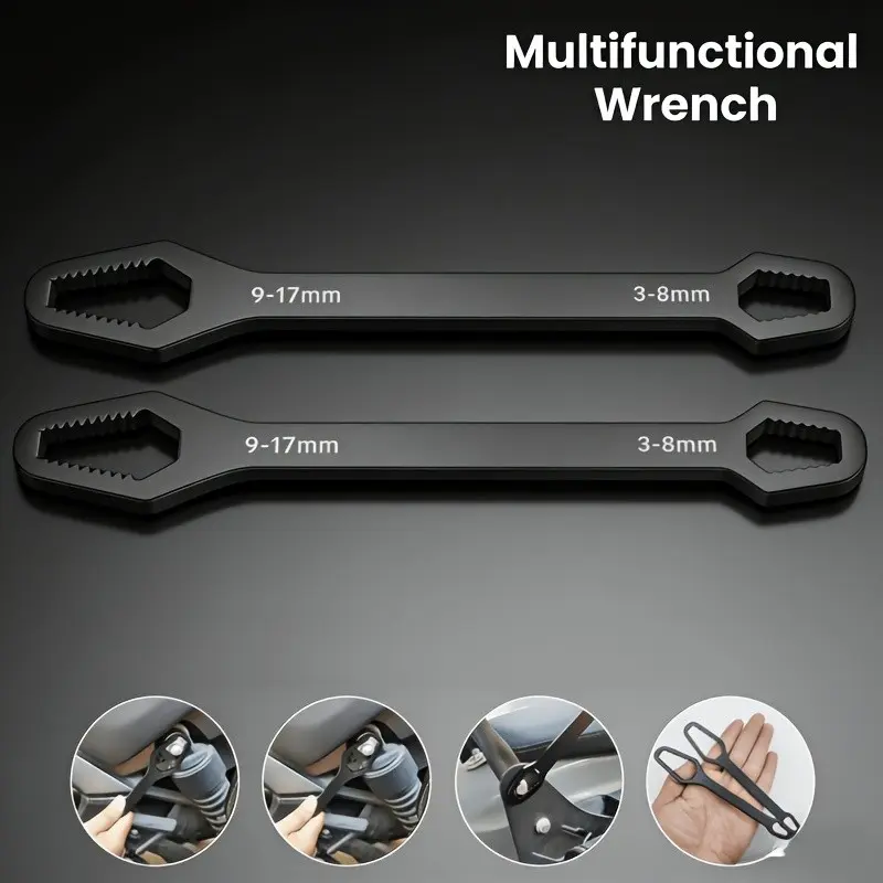 2-Pack Multi-Functional Torx Wrench, Adjustable Self-Tightening Dual-Head, 0.12-0.67 Inch, High Carbon Steel, Ideal for Car Repair and DIY Projects, Tool Wrench