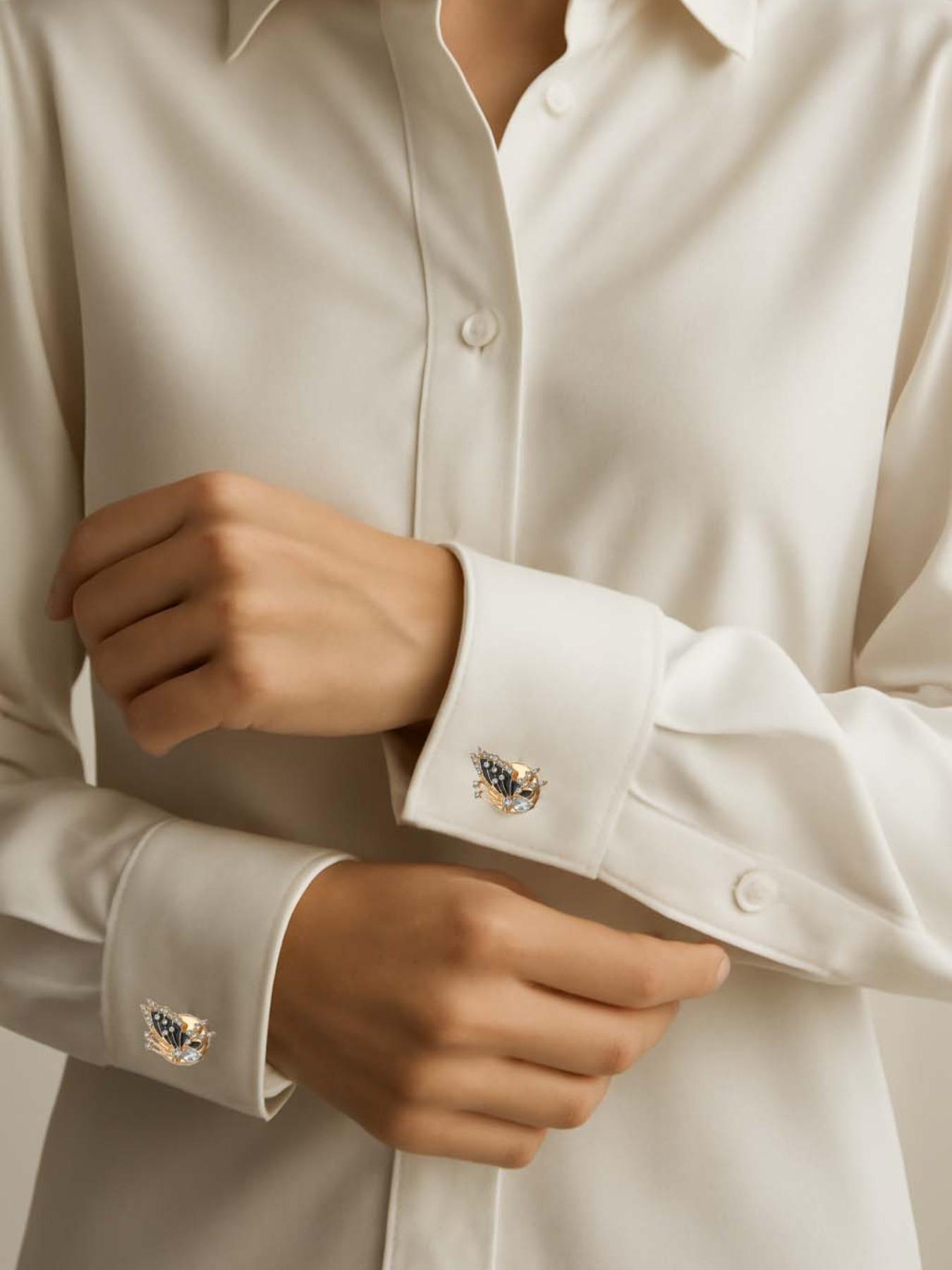 2-Piece Rhinestone Butterfly Shirt Collar Set, Elegant Design for Formal or Casual Occasions, Ideal Gift for Weddings, Dates and Parties