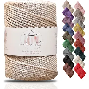 Premium Polyester Macrame Cord 3mm x 131 Yards (394 feet) 3mm Polypropylene Latte Cord for Crochet Crafts Wall Hangings Bags Underplate Rugs