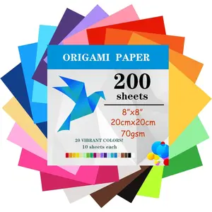 200 Sheets Origami Paper, 20x20 cm/8 Inch Origami Paper Double Sided(70gsm), 20 Colors Large Origami Paper Squares for Kids DIY School Arts Crafts Projects Children Adults