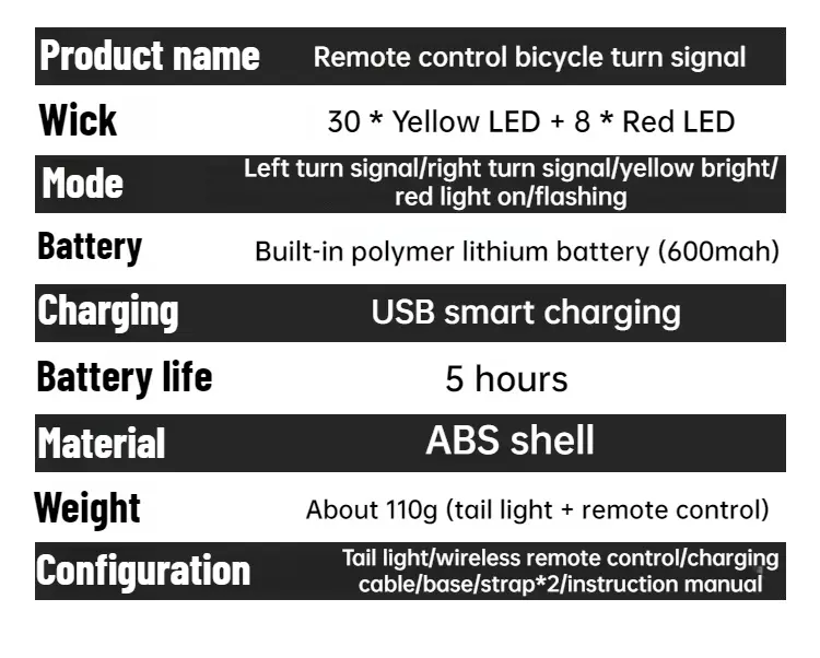 1825 Bicycle Turn Signals with Alarm - USB Charging Controller, Split/Integrated Rear Tail Light, 5 Modes, Waterproof Strobe, Front/Rear Mountable, Portable Bikes Lights & Reflectors