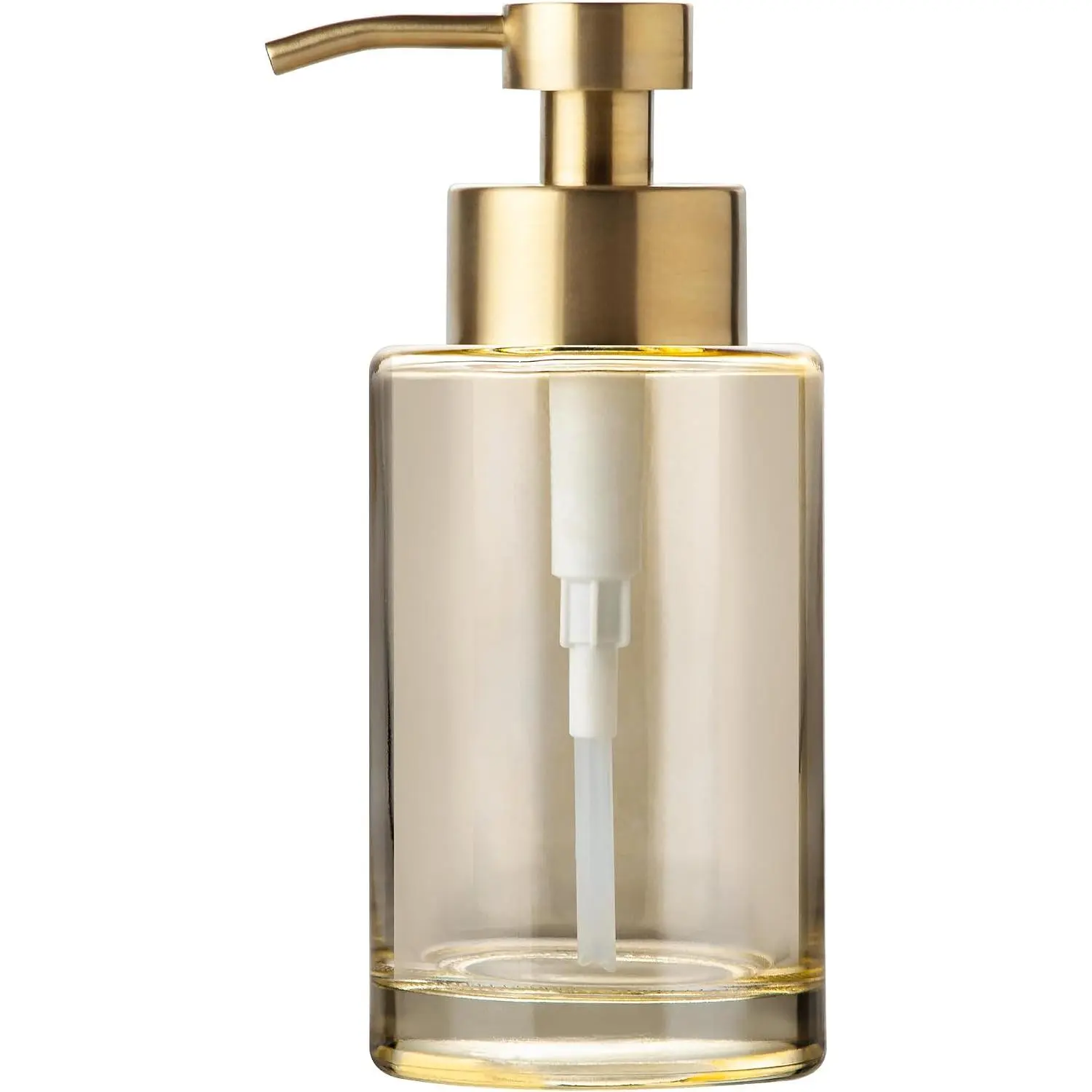Thick Glass Soap Dispenser with Stainless Steel Pump,12oz Gold Bathroom Hand Liquid Soap Dispensers,Lotion Dispenser,Soap Dispenser for Bathroom,Kitchen