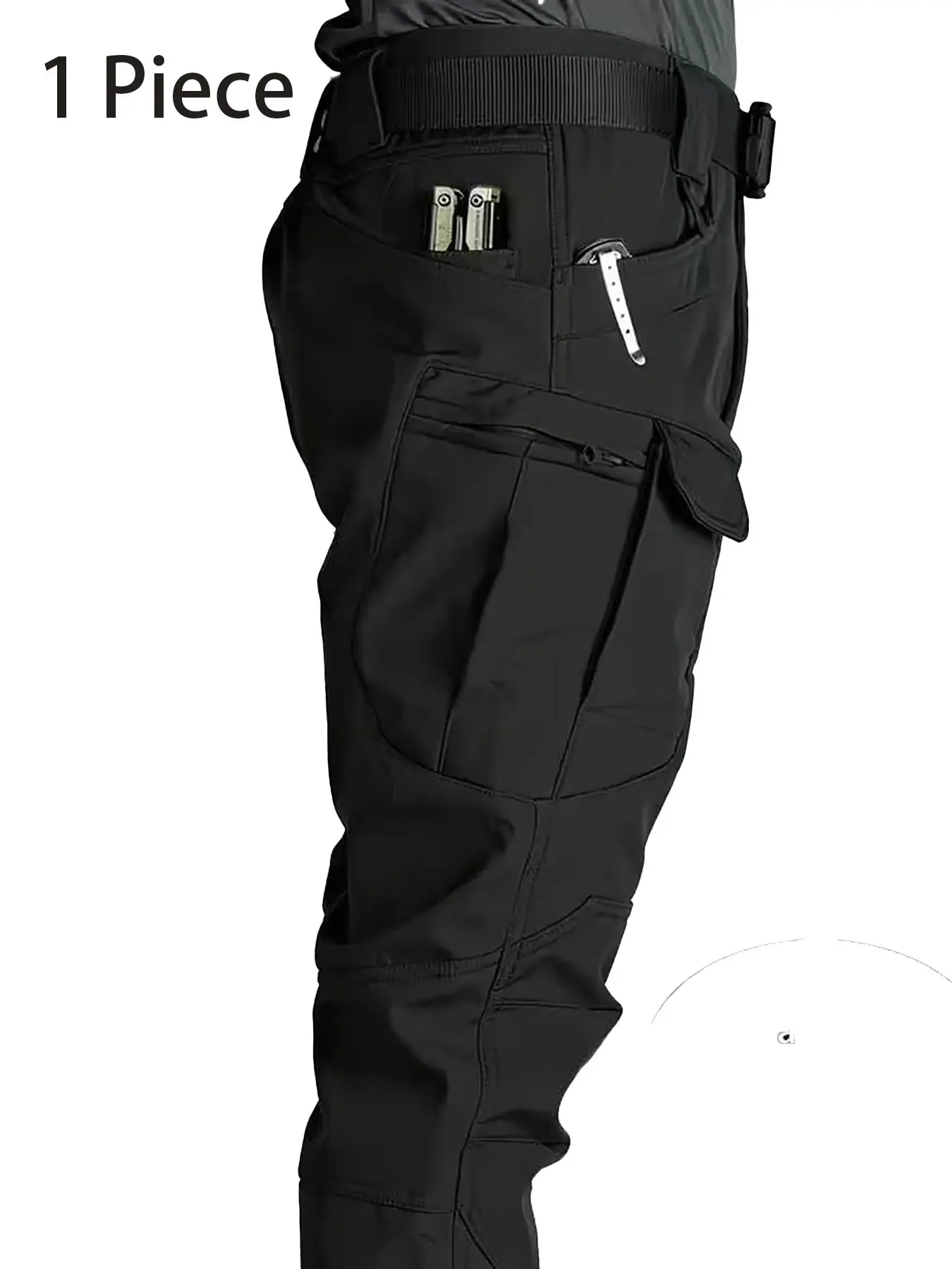 Men's Spring & Fall Tactical Work Pants, Stretchy Fabric, Multiple Pockets, Regular Fit, Comfortable Casual Outdoor Wear, Casual Comfy Fit, Casual Pocket Trousers