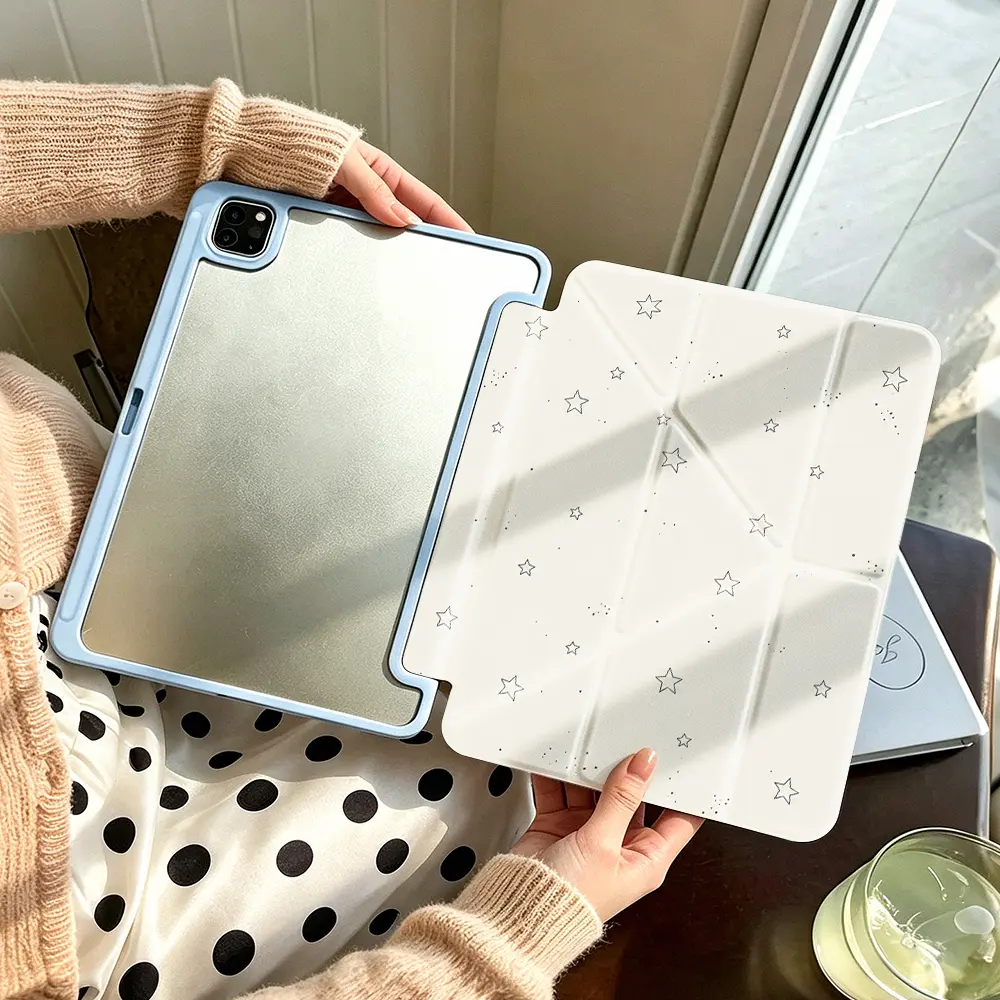 Yshaped Starry Night Tablet Protective Case， Minimalist Aesthetic Style， Compatible With Apple ipad 10th generation/IPAD Pro 13 2024/pro 12.9 2022/pro 11 2022/IPAD Air1/2/3/4/5/6th， With Pencil holder， Sleep/Wake Support， Perfect Elegant Gift Idea