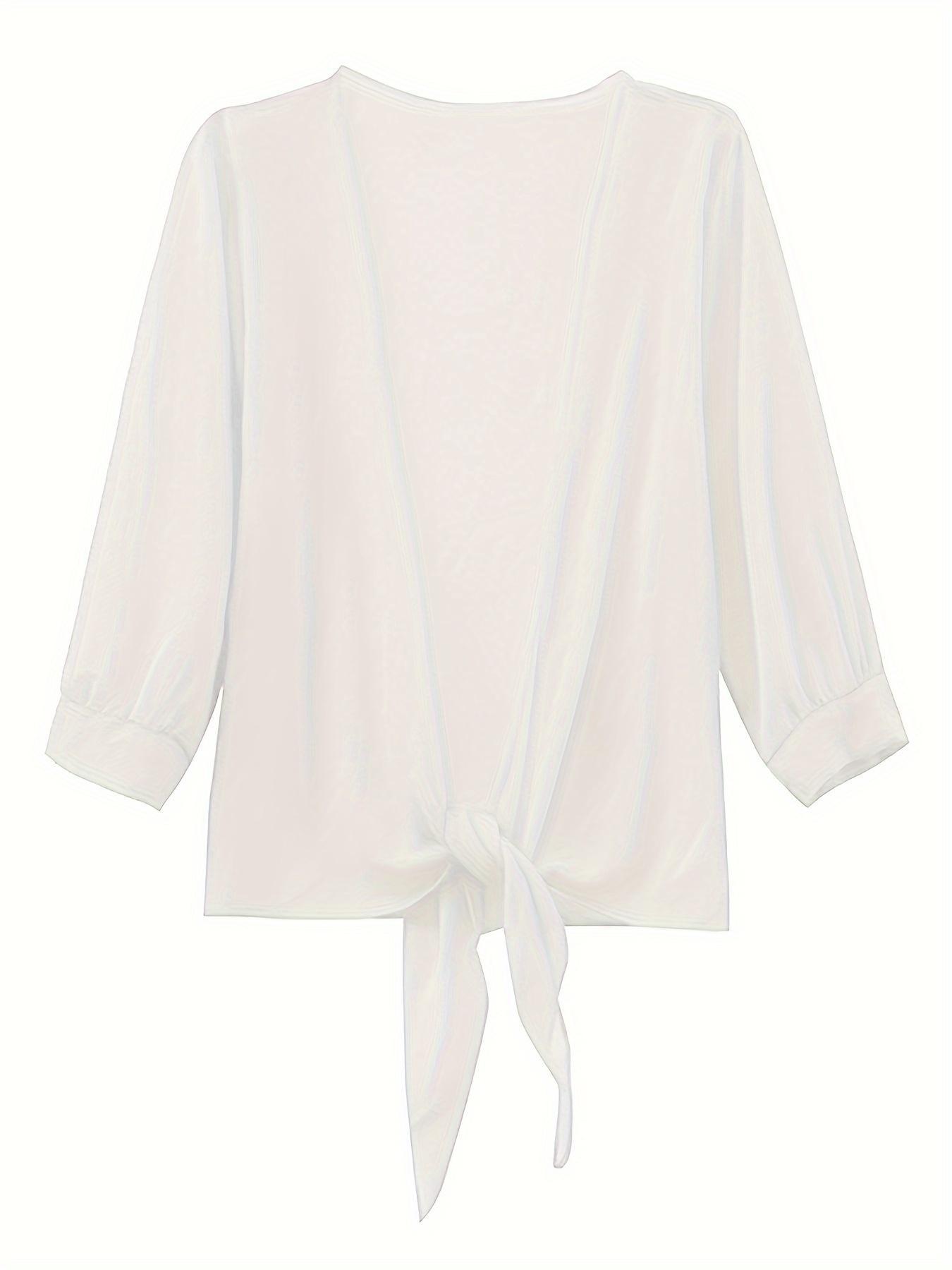 Women's Summer Solid Color Chiffon Cardigan, Half Sleeve Short Tie Knot Open Front Shrugs, Ultra Thin Lightweight Sheer Sunscreen Cover Ups for Dresses