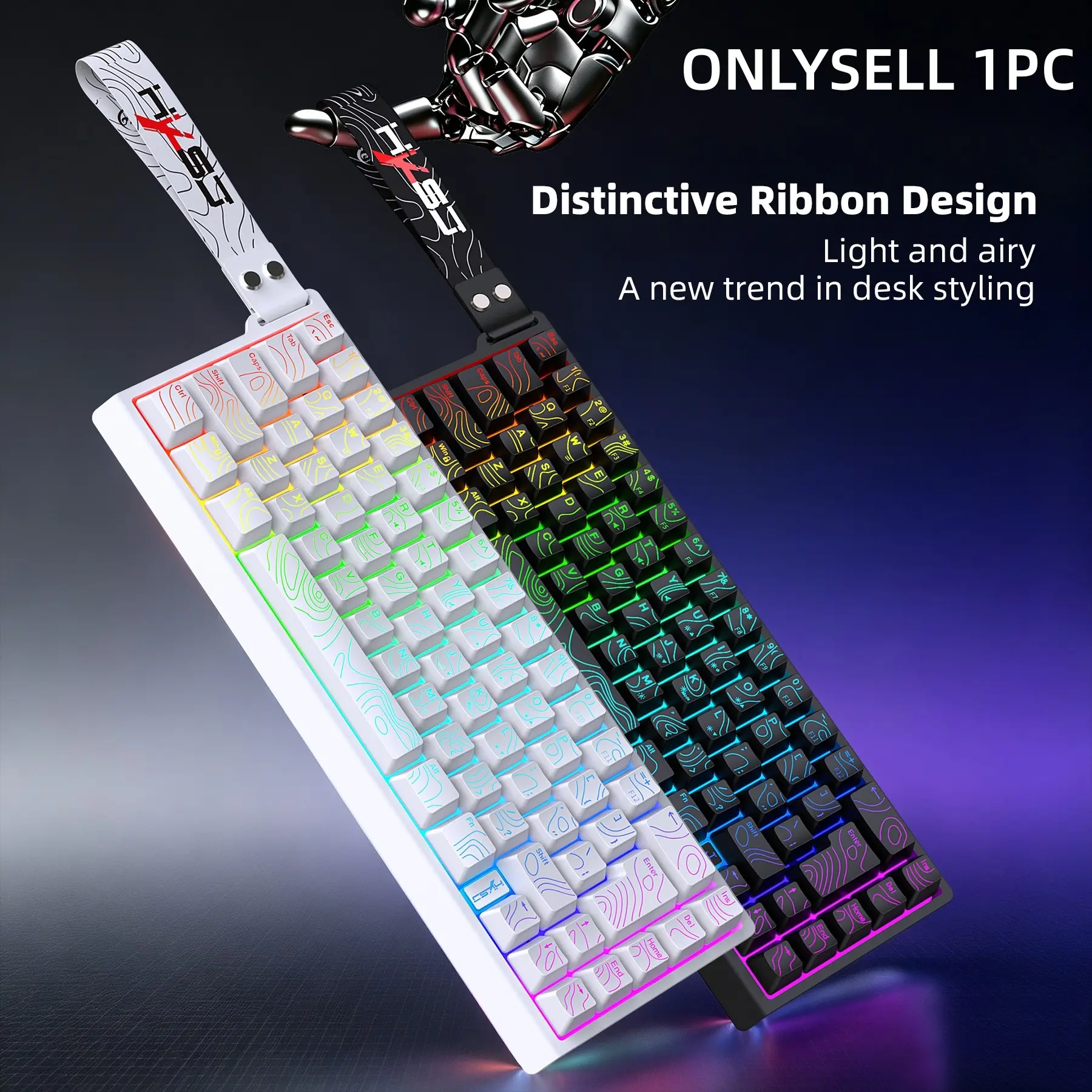 60% Gaming Keyboard Wired, RGB Backlit Membrane Keyboard with 68 Keycaps, Compact Design, Lanyard Wired Keyboard for Mac/Win