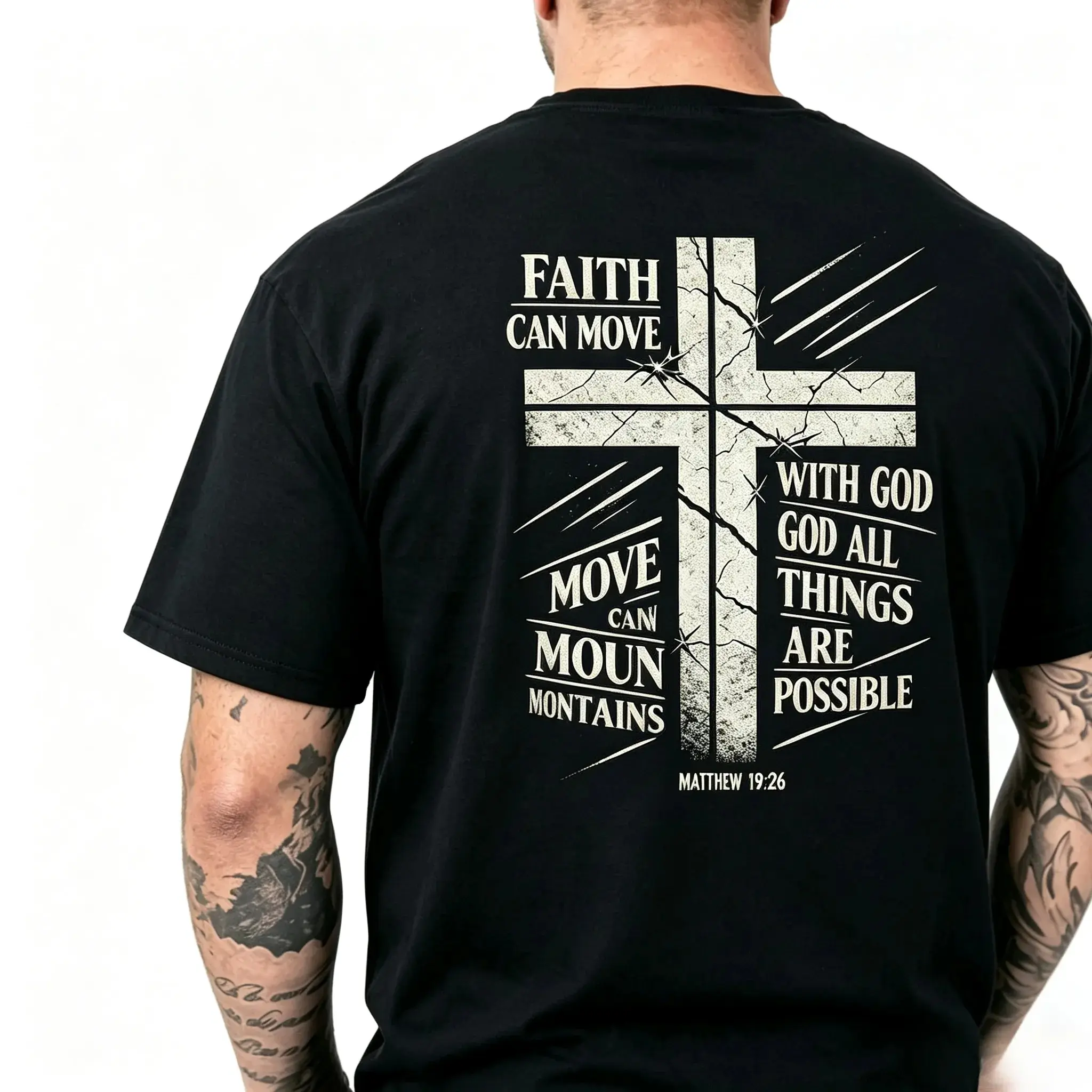 Double Sided Faith Quote Washed T-Shirt – Philippians 4:13 Christian Cross Graphic Tee