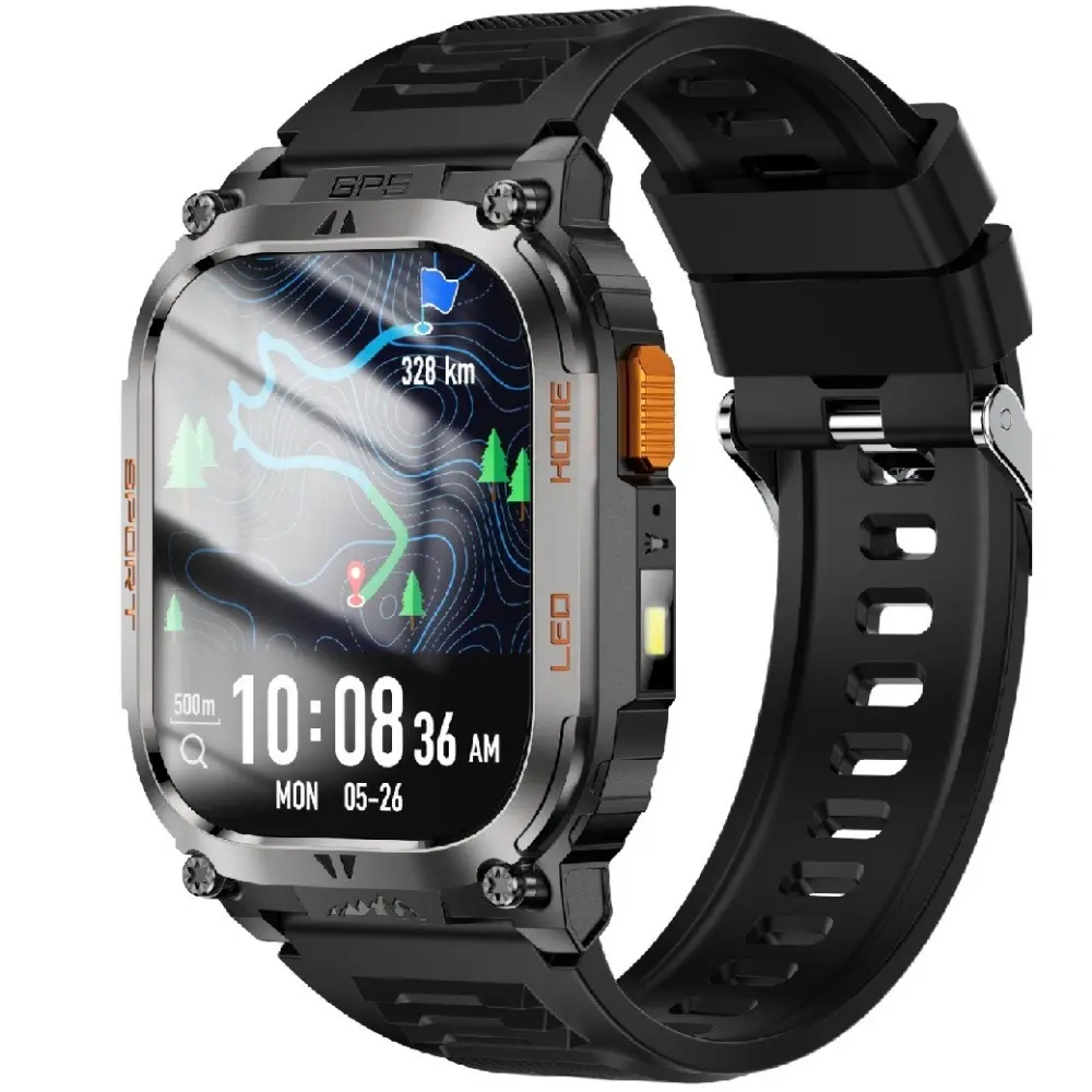QX18 Smart Wristwatch - Hot TikTok Cross-Border Wearable Tech, Artificial Leather Band, Outdoor Sports Device with Compass, GPS Positioning, Sports Tracker, Heart Rate Tracking, Life Waterproof, Camera